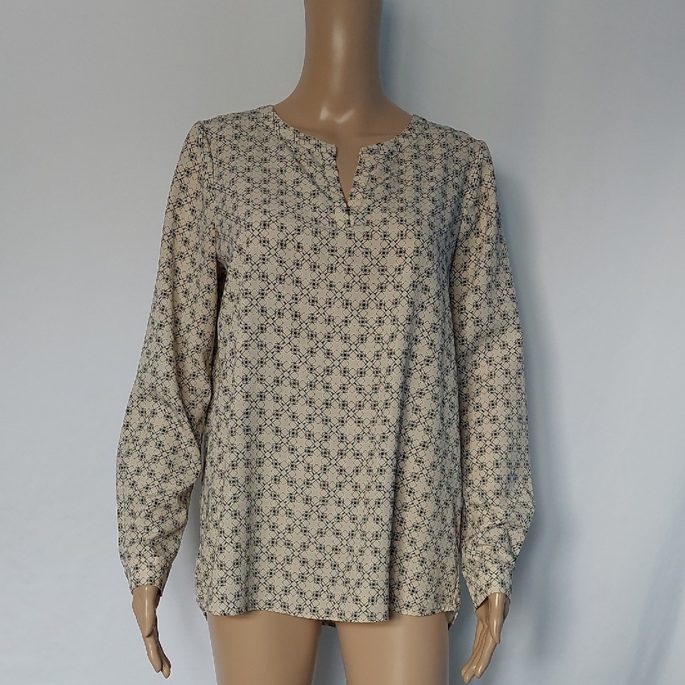 Pleione Patterned Women's Top - Cream and Black Size S